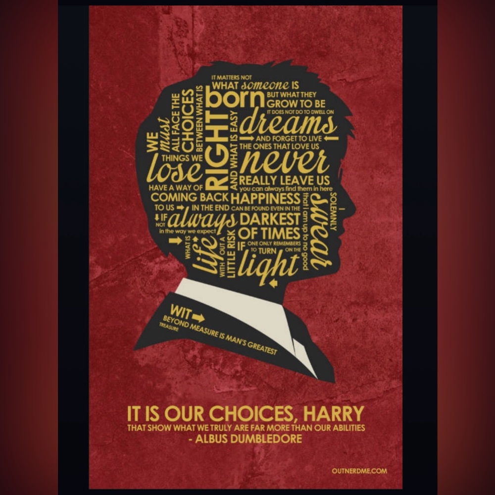 Amazing Inspirational Harry Potter Quote Art Print - Black and Red NWOT